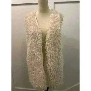 Boutique Unbranded Longline Cream Sherpa Vest, sz L